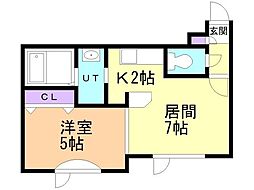 プリムラM1 1LDKの間取図画像
