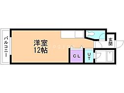 アサヒアンソレイエ ワンルームの間取図画像