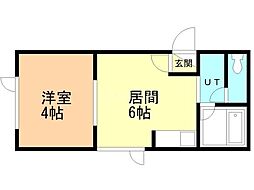 サン・ハウス 1DKの間取図画像