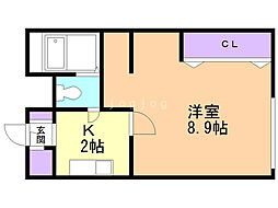 レオパレスパオA 1Kの間取図画像