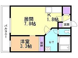 メープルコート平岸 1LDKの間取図画像