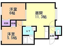 フィオーレ平岡 2LDKの間取図画像