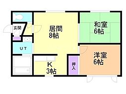 クリスタル・F 2LDKの間取図画像