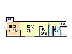 リヴエール 1LDKの間取図画像