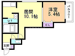 カーサ札幌月寒 1LDKの間取図画像