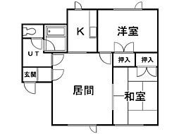 ハウスノムラ壱番館 2LDKの間取図画像