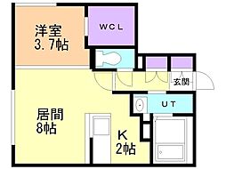 casaAT平岸 1LDKの間取図画像