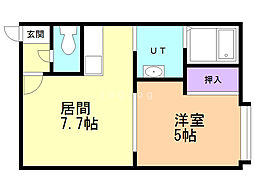 シングルコート水車町 1LDKの間取図画像