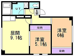 リバーサイドヒルズ 2LDKの間取図画像