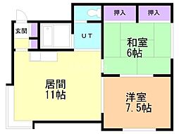 清田サンハイムG 2LDKの間取図画像