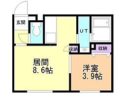 マリオット共栄町 1LDKの間取図画像