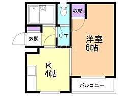 パークサイドコーポ 1Kの間取図画像