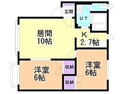エクセレント藤野2 2LDKの間取図画像