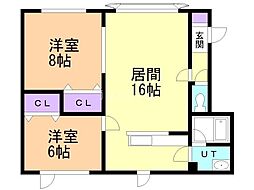 ピュアコート1 2LDKの間取図画像