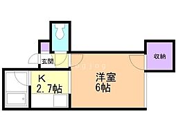 コテージ平岸 1Kの間取図画像
