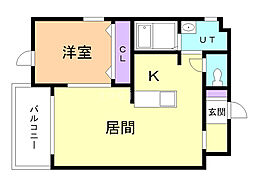 福の住家東館 1LDKの間取図画像