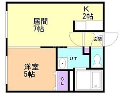 ティアラ学園前 1LDKの間取図画像