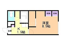 レオパレスエスペールポナール 1Kの間取図画像
