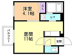 スパークル豊平 1LDKの間取図画像