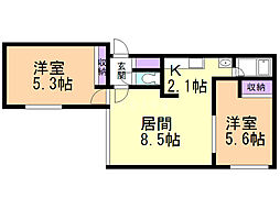 ビッグバーンズマンション水車町 2LDKの間取図画像