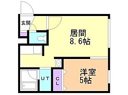 ParkWell札大前 1LDKの間取図画像