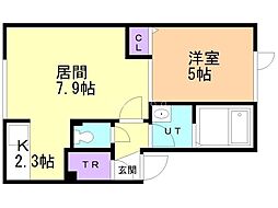リーガル・月寒 1LDKの間取図画像