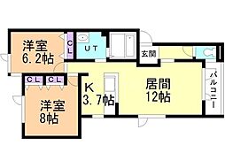 エターナルライトB 2LDKの間取図画像