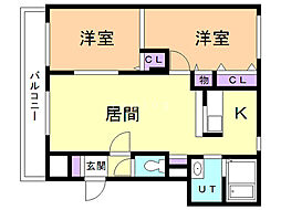 大光17番館 2LDKの間取図画像