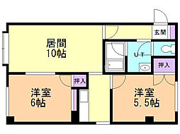 レスポールめぐみ 2LDKの間取図画像