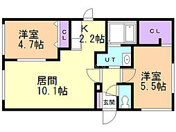オリエントヒルズ 2LDKの間取図画像