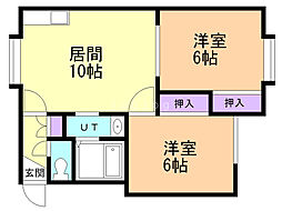 ピアコート平岡A 2LDKの間取図画像