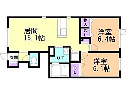 シャーメゾンフォーバース 2LDKの間取図画像