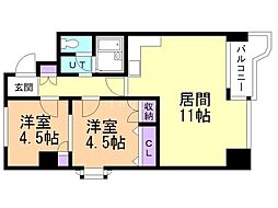 クレインパレス平岸 2LDKの間取図画像