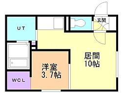 札幌市豊平区月寒西一条7丁目マンション 1LDKの間取図画像