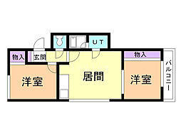 ヴィラ真駒内公園 2LDKの間取図画像