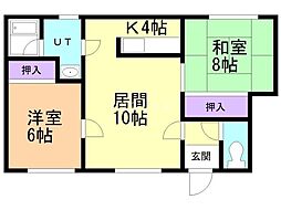 エンジェル福住 2LDKの間取図画像