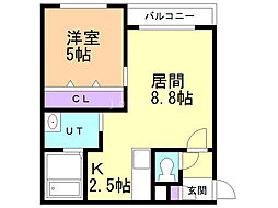 レスポワール月寒公園 1LDKの間取図画像