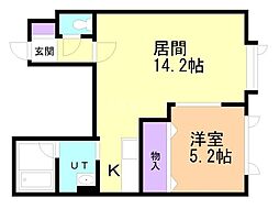 トゥレジュール月寒館 1LDKの間取図画像