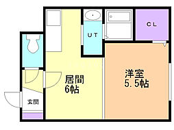 エクセレントハウス豊平37 1DKの間取図画像