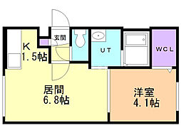 プレシェルト美園 1LDKの間取図画像