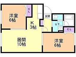 パールコート2 2LDKの間取図画像