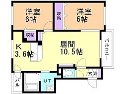 ハーモニー 2LDKの間取図画像