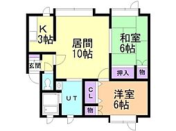 シーガルハイツ 2LDKの間取図画像