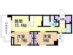クリオラベルヴィ豊平 2LDKの間取図画像