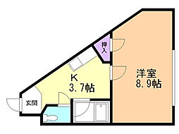 サクシーズ北野 1Kの間取図画像