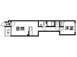 トレジャーキャッスル参番館 1LDKの間取図画像