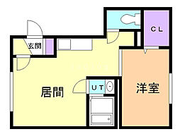 グランメール学園前 1LDKの間取図画像