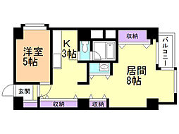 平岸フラワーホーム 1LDKの間取図画像