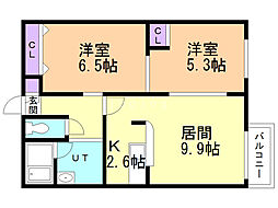 シティレジデンス豊平 2LDKの間取図画像