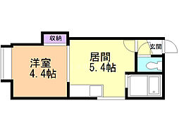 アイアール南郷9 1DKの間取図画像